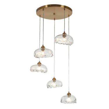 Brass Cluster Chandelier, Modern Design, 5 Lights, 22 inch 