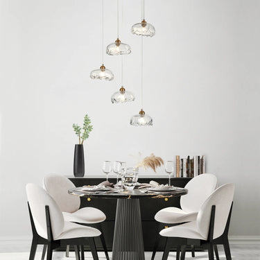 Starburst" Modern Brass Chandelier, 5-Lights, 22", Resin Details - Dining Are Pendant Light