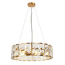 Contemporary Crystal Chandelier, Brass Finish, 6 Lights, 23" Diameter