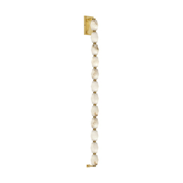 Showcase of illuminated alabaster rod wall light, 2700 or 3000K color temperature, brass.