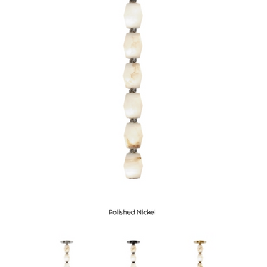 Hand-crafted alabaster glass with natural brass connectors. Visual Comfort. 