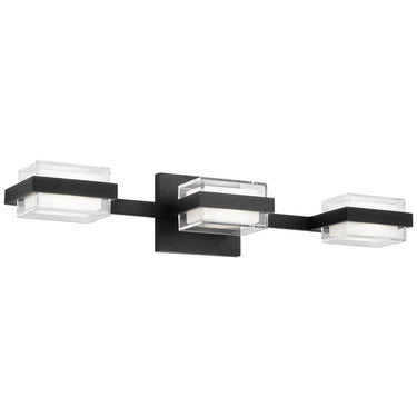 Kamden 3 Light Nightshade Black Wall Fixture, 3000K LED bathroom lighting