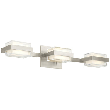 Satin Nickel Visual Comfort Kamden 3 Light Vanity Light, modern bathroom wall sconce