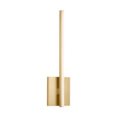 Kenway 17 inch vertical LED wall mount, natural brass, minimalist office light fixture