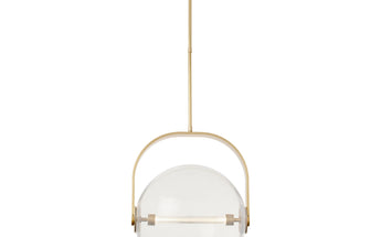 Fues Large Clear glass pendant light with natural brass finish – model SLPD10327CNB