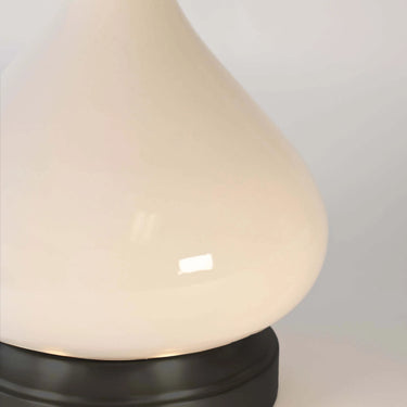 Modern Lantern Rechargeable Table Lamp in Ivory Crackle Ceramic Finish