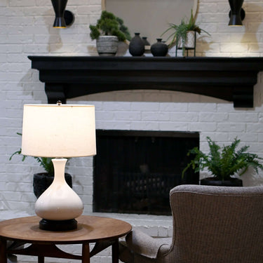 Portable Rechargeable Table Lamp with Ivory Crackle Ceramic Base