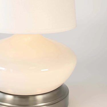 Ivory Ceramic Portable Table Lamp with Warm LED Lighting