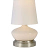 Bella Ivory Ceramic Cordless Table Lamp with Brushed Nickel Base and linen shade