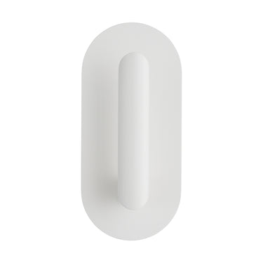Fielle small wall sconce in soft white finish, integrated LED light, modern style lighting for bathrooms or hallways