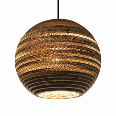 Natural Recycled Cardboard Moon Pendant Light - Sustainable Design