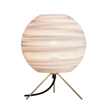 Eco-Friendly Moon Table Lamp with Brass Detail and Black Cord