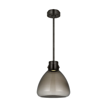Bronze finish smoked glass LED ceiling pendant light – 12 inch Morgan by Visual Comfort for bedrooms and offices