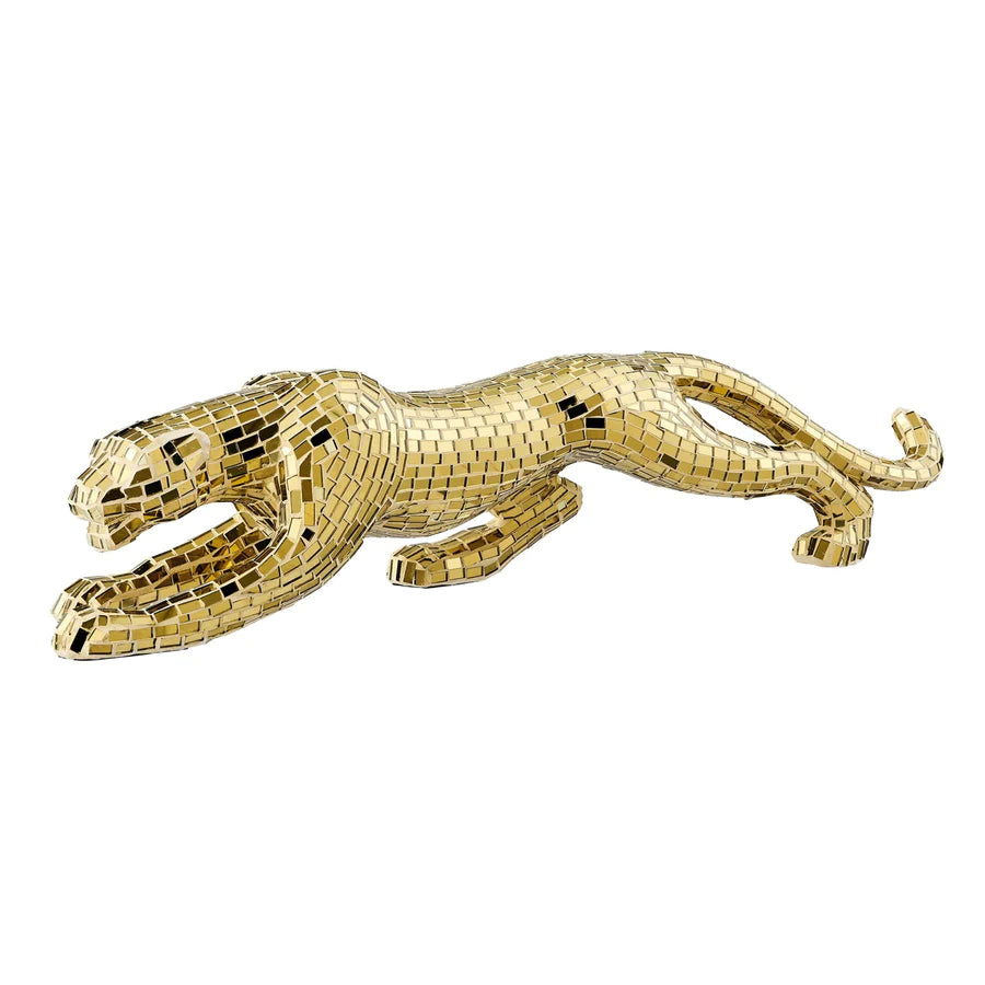 Mosaic Gold Panther Sculpture | Tabletop Art
