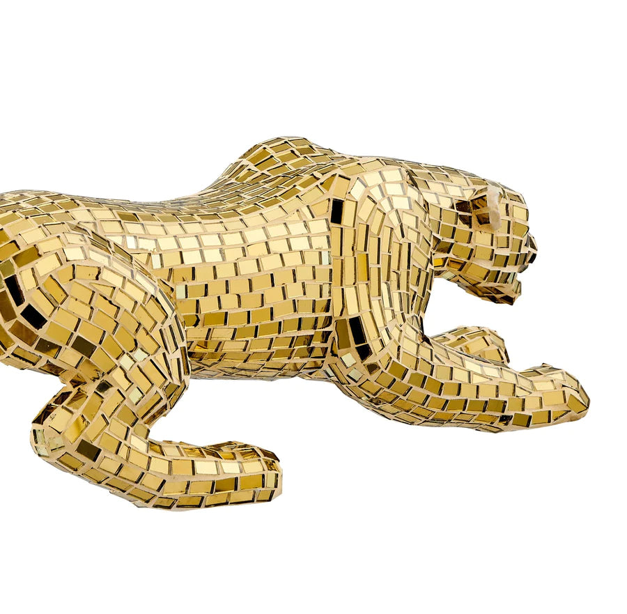 Mosaic Gold Panther Sculpture | Best GiFt Ideas