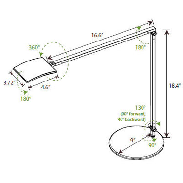 Tunable white LED desk light with integrated sensor and dimming controls
