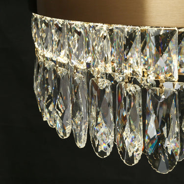 Modern Brass & Crystal Drum Pendant Light, 24" 