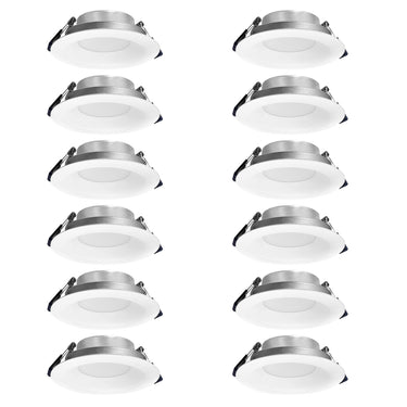 Nora Lighting 4" Contractor Series Can-Less LED Downlight With Deep Reflector, Selectable Cct, Matte Powder White 12-Pack 