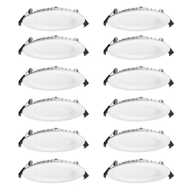 Nora Lighting 4" Contractor Series Can-Less LED Wafer Downlight With Regressed Baffle, Selectable Cct, Matte Powder White 12-Pack 