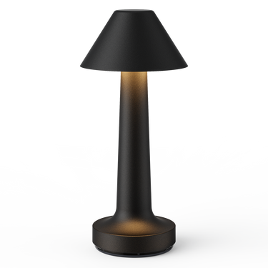 Cooee 3C rechargeable table lamp in black, award-winning design for creating intimate dining atmosphere.