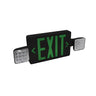 Nora Lighting Led Exit And Emergency Combination With Adjustable Heads, Battery Backup, Green Letters / Black Housing 