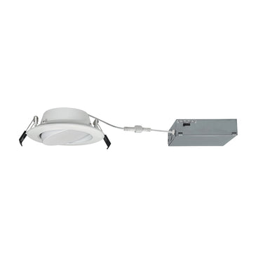 Nora Lighting 4" Flin Adjustable LED Downlight With Selectable Cct, 900Lm / 10W, Matte Powder White Finish 