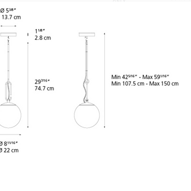 Italian-made Artemide Nh 22 LED pendant suitable for designer bedrooms and office spaces