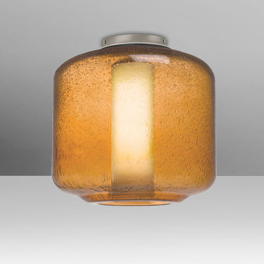 Niles 10 in Amber Bubble/Opal glass, straight-on | Besa Lighting