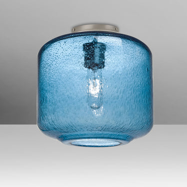 Niles 10 in Blue Bubble glass, straight-on | Besa Lighting