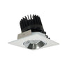 Nora Lighting 4" Iolite LED Square Adjustable Cone Reflector, 1500Lm/2000Lm/2500Lm Varies By Housing, 5000K, Specular Clear Reflector / Matte Powder White Flange 