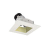 Nora Lighting 4" Iolite LED Square Adjustable Reflector With Square Aperture, 800Lm / 14W, Comfort Dim, Champagne Haze Reflector / Matte Powder White Flange 