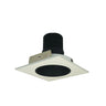 Nora Lighting 4" Iolite LED Square Reflector With Round Aperture, 10-Degree Optic, 850Lm / 12W, 3500K, Black Reflector / White Flange 