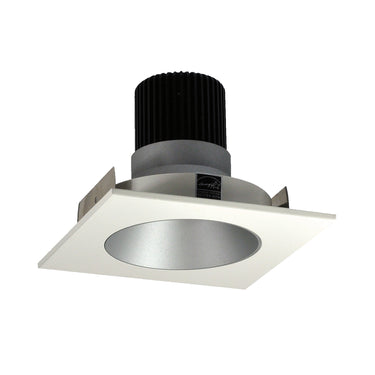 Nora Lighting 4" Iolite LED Square Reflector With Round Aperture, 1000Lm / 14W, 3000K, Haze Reflector / White Flange