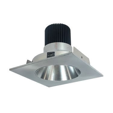 Nora Lighting 4" Iolite LED Square Reflector With Round Aperture, 10-Degree Optic, 850Lm / 12W, 4000K, Natural Metal Reflector / Natural Metal Flange