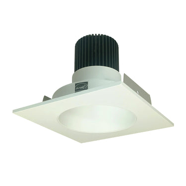 Nora Lighting 4" Iolite LED Square Reflector With Round Aperture, 800Lm / 14W, 5000K, White Reflector / White Flange
