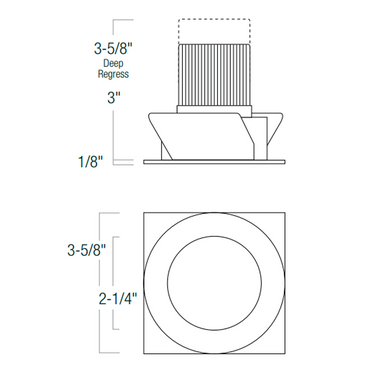 Nora Lighting 2" Iolite, Square Reflector with Round Aperture 3500K