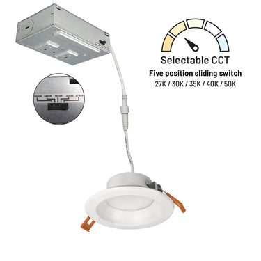 120V Matte Powder White – Nora 4" Theia LED Can-less Downlight with Selectable CCT product photo – alternate view