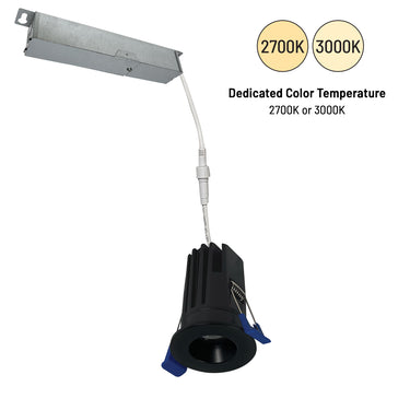 2700K Matte Black finish – Nora 1" M1+ Round LED Downlight, 600lm/9W product photo – alternate view