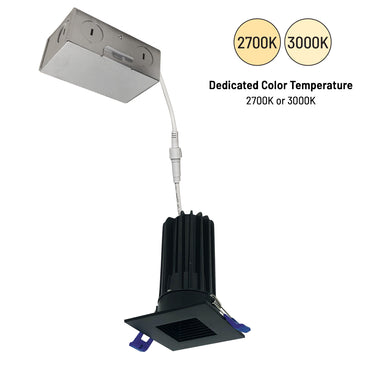 600lm / 8W 2700K Matte Black – Nora 2" M2 Square LED Baffled Downlight, 120V product photo – alternate view