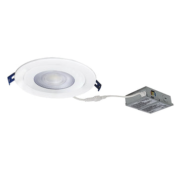 Nora 4" M-Curve Can-less Adjustable LED Downlight, Selectable CCT, 900lm / 9W, Matte Powder White finish detail photo