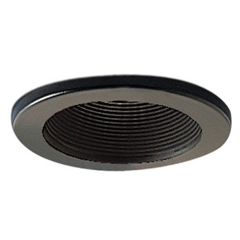 Nora 4" Black Stepped Metal Baffle Trim with White Metal Ring detail photo