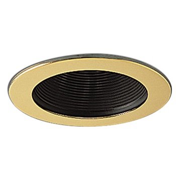 Nora 4" Black Stepped Metal Baffle Trim with White Metal Ring detail photo