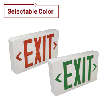 Nora Dual Color LED Exit Sign with Battery Backup, Selectable Red or Green Letters, White Housing detail photo