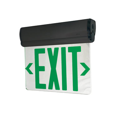 Black Double Face, Mirrored Acrylic Green – Nora Surface Adjustable LED Edge-Lit Exit Sign, 2 Circuit, 6" Letters product photo