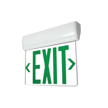 White Single Face, Clear Acrylic Green – Nora Surface Adjustable LED Edge-Lit Exit Sign, 2 Circuit, 6" Letters product photo