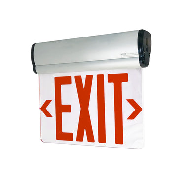 Aluminum Single Face, Mirrored Acrylic Red – Nora Surface Adjustable LED Edge-Lit Exit Sign, AC Only, 6" Letters product photo