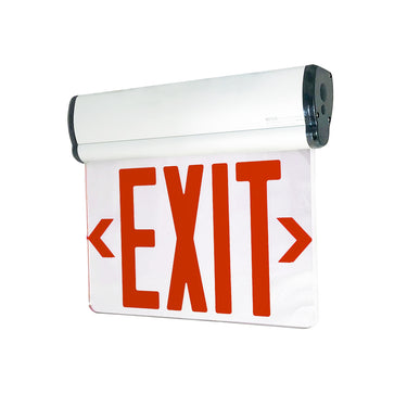 White Double Face, Mirrored Acrylic Red – Nora Surface Adjustable LED Edge-Lit Exit Sign, Battery Backup, 6" Letters product photo