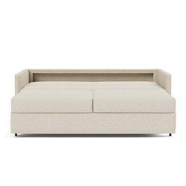Modern king sleeper sofa in 365 Halifax Shell fabric with slim upholstered arms