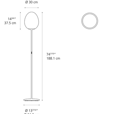 Elegant Italian-made floor lamp with hand-blown glass and sustainable LED technology for office, lounge, and hospitality use