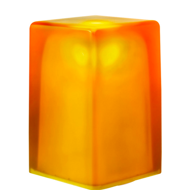 Amber Low angle view of the compact Gem Resin cordless lamp by Neoz, highlighting its battery-powered portability